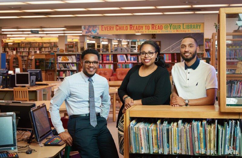 Literacy Network staff, from left, Ja’Nel Jamerson, Danielle Brown, and Jeremiah White. 