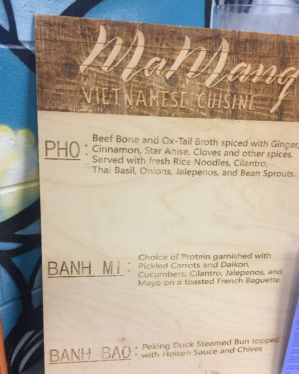 The complete menu (not including the daily special) at MaMang in the Flint Farmers' Market.