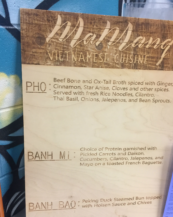 The complete menu (not including the daily special) at MaMang in the Flint Farmers' Market.
