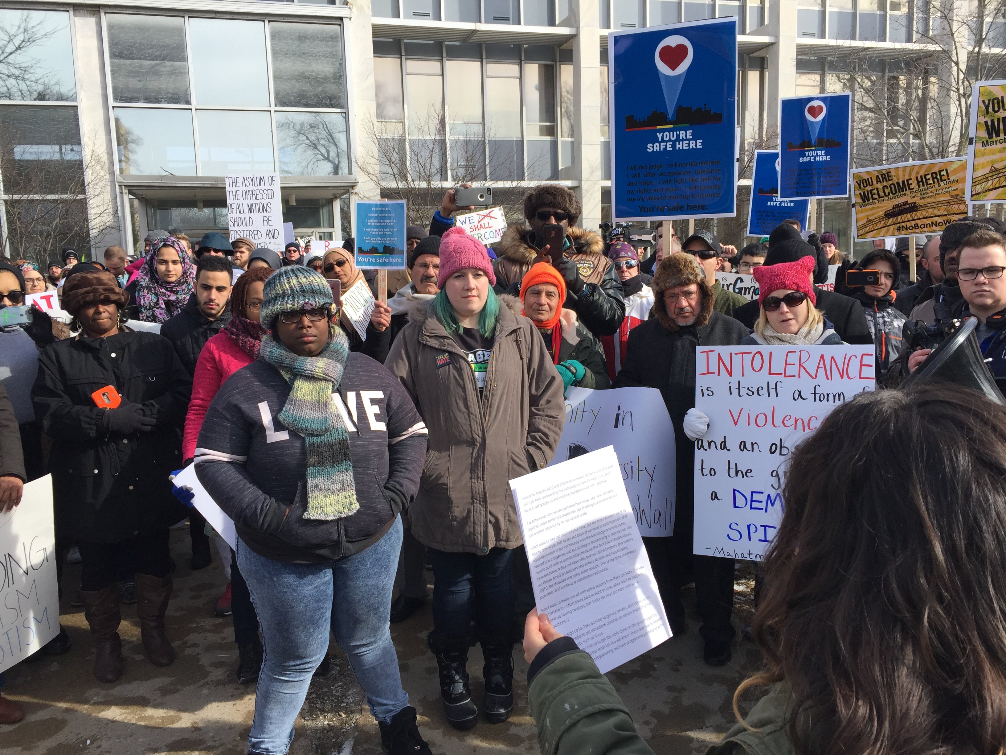 More than 400 people marched through Flint in 2017 in support of Muslims in the community.