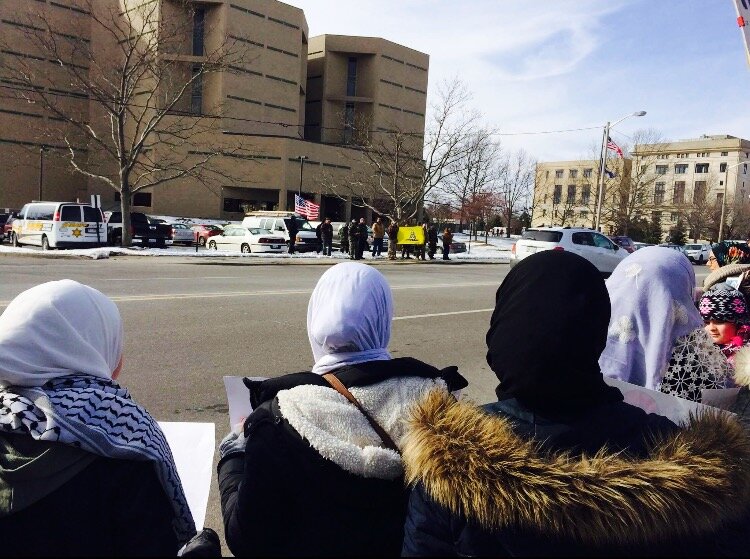 A small group of counter-protestors that allegedly included one of the men accused of a plot to kidnap Gov. Gretchen Whitmer.