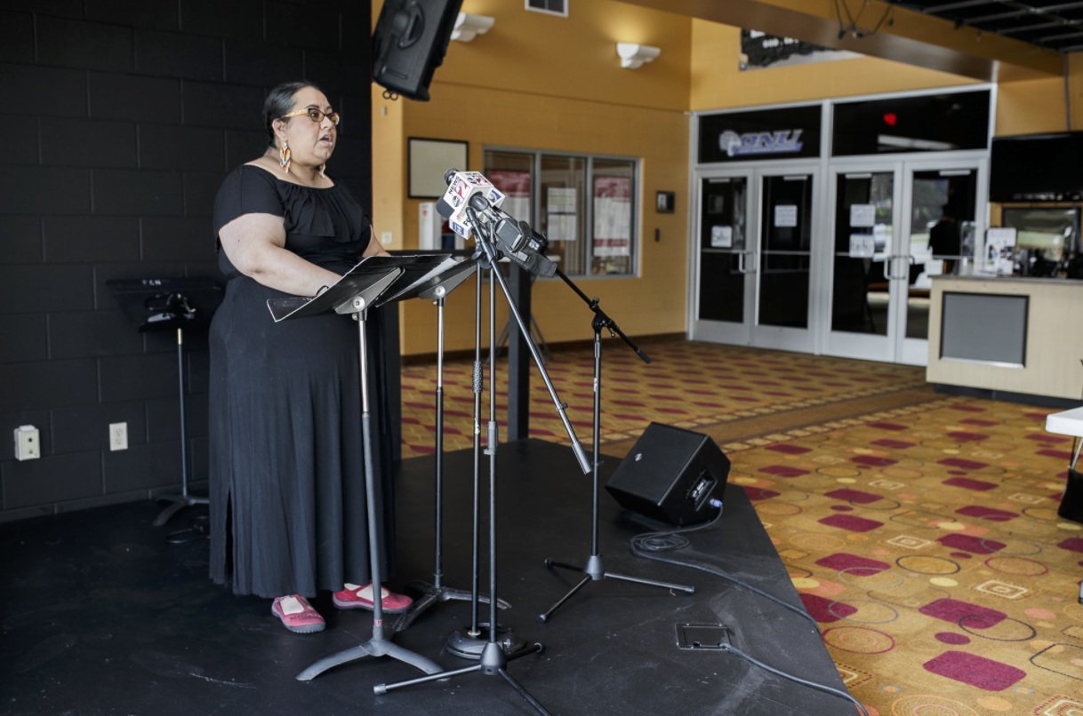 Dr. Lisa M. Lapeyrhouse, an assistant professor and tenured faculty member in the Public Health & Health Sciences department at the University of Michigan-Flint, was one of the speakers during the press conference.