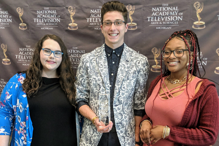 Mott Community College students Elexis Burton of Davison, Julian York of Flushing, and Jovan Brown of Mount Morris won top honors for their film, "The Sybil Atwood Awards." 