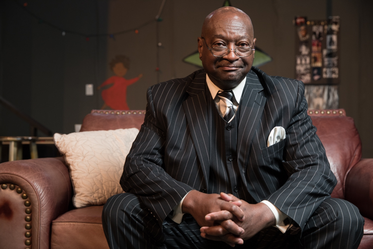 Charles Winfrey, executive director of the 'New' McCree Theatre, sits on the set of "Detroit '67"