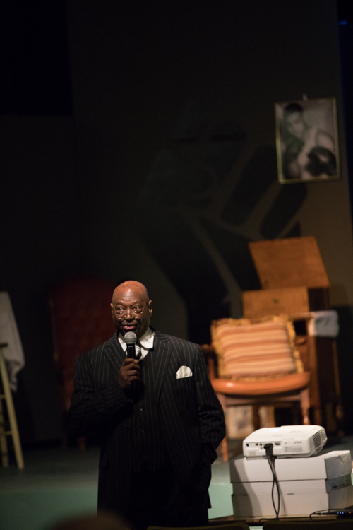 Behind the scenes, at the box office, introducing productions (like he is here) and sometimes writing them, Charles Winfrey is on his second stint with the theatre.