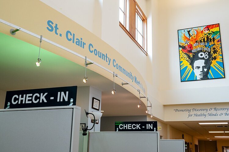 Check-in area of St. Clair Community Mental Health in Port Huron.