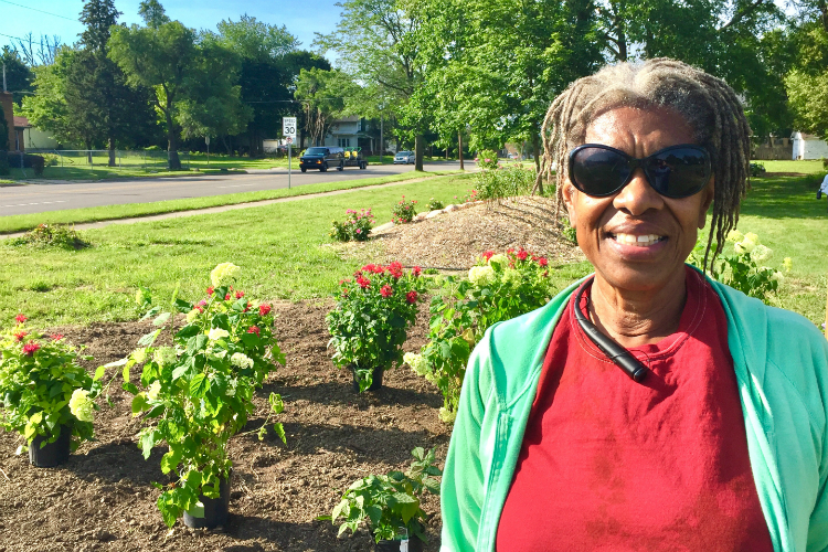 Barbara Culp led the efforts to transform this block along MLK between McClellan and Genesee streets into a peace garden.