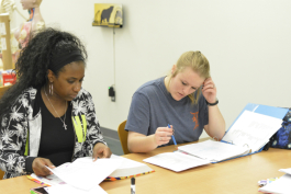 Students at Mott Community College study in one of the campus biology labs.