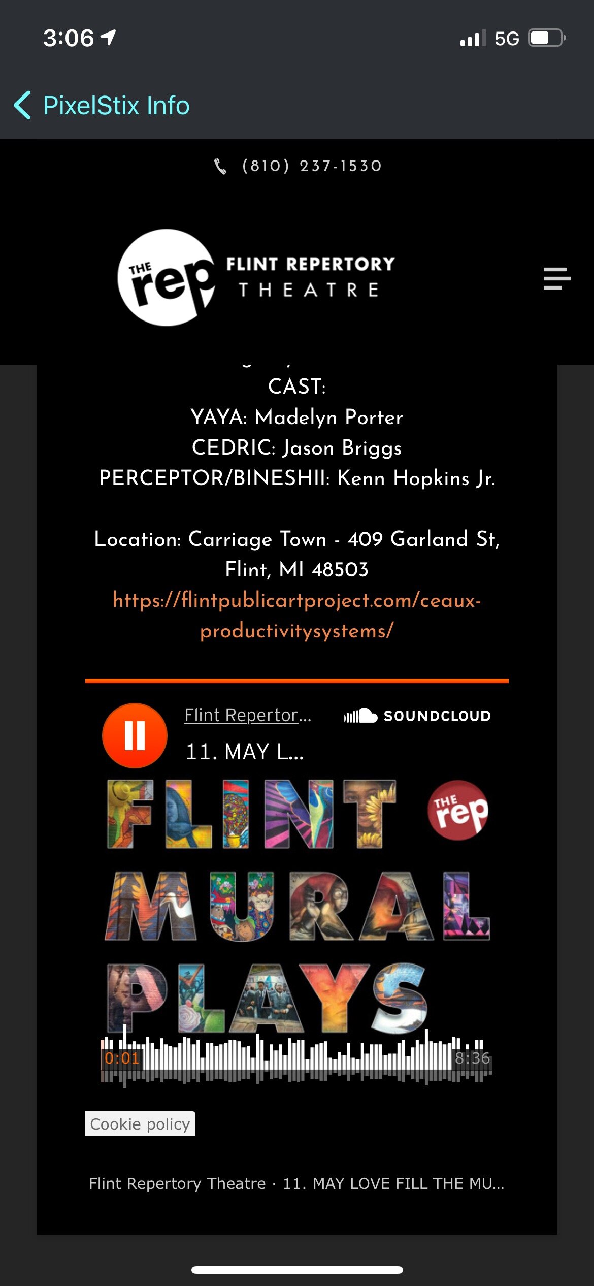Information about Flint Mural Plays is available in the PixelStix app.