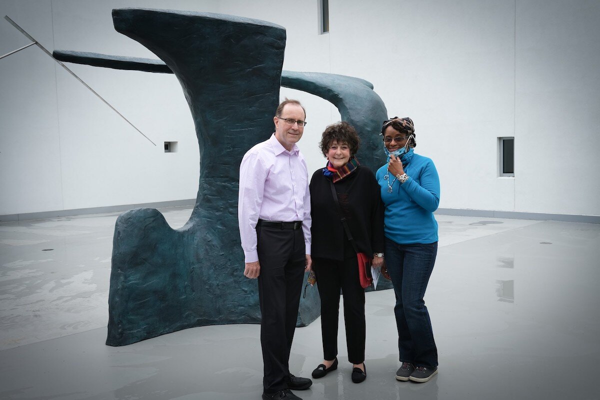 Thomas Lillie, Lynne Hurand, and Eureka McCormick standing next to Paradise.