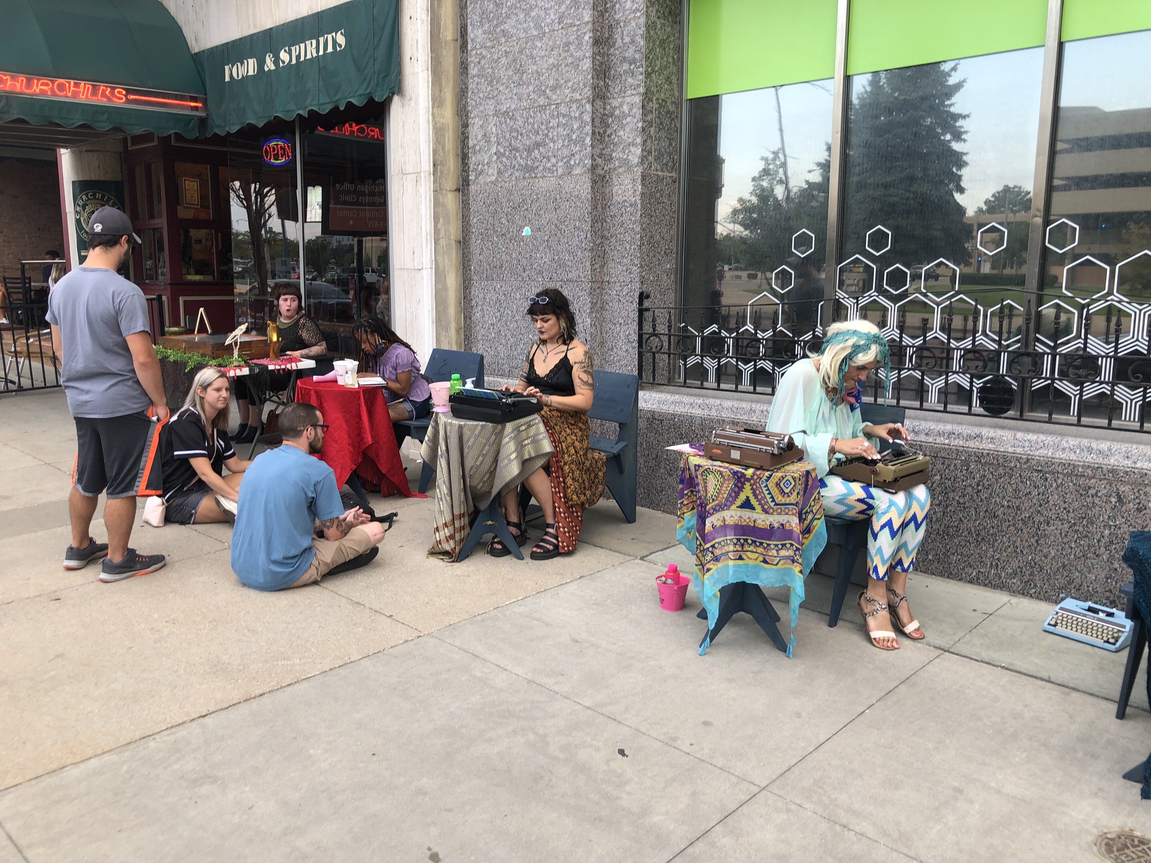 Five poets created 74 poems for passersby on August 14.