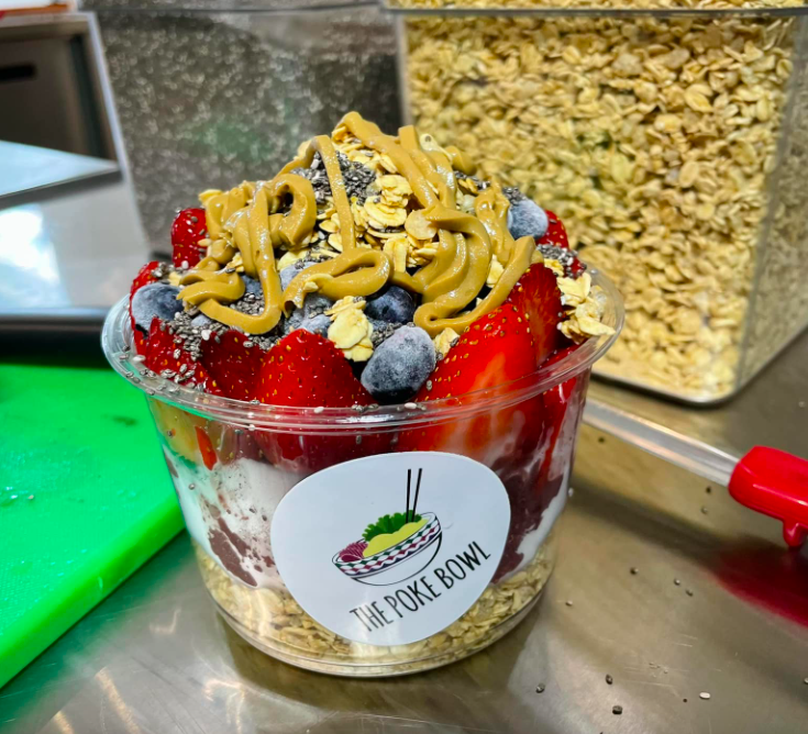 An açai bowl served up fresh at The Poke Bowl. 