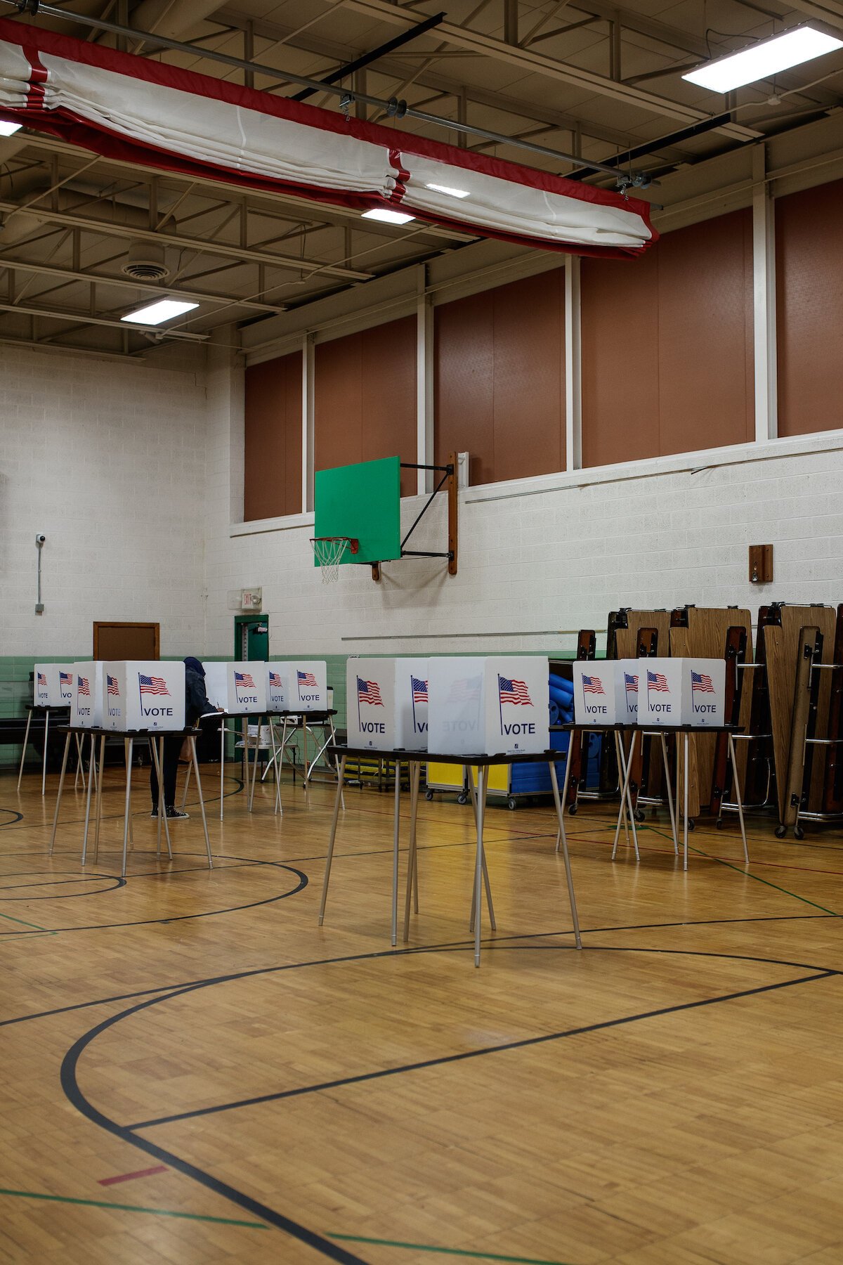 Voter booths at Pierce Elementary.