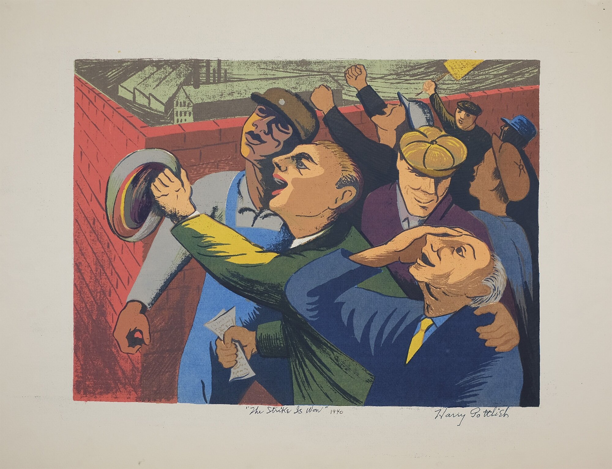 Harry Gottlieb, American, born Romania, 1895 - 1992. The Strike is Won, 1940. Silkscreen on paper, 18 × 23 inches.