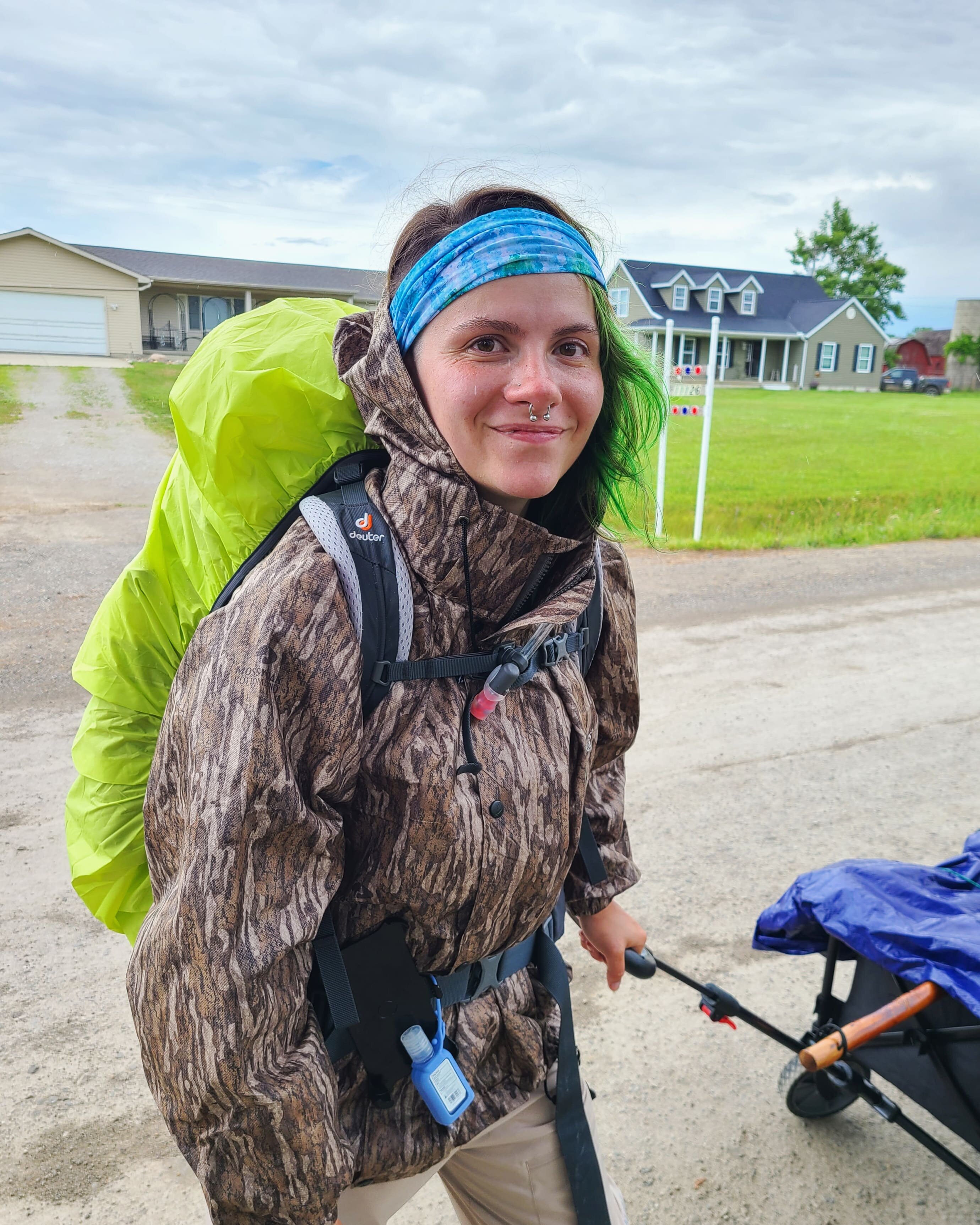 Tarissa Reel pauses for a quick photo before returning to her 800-mile journey.