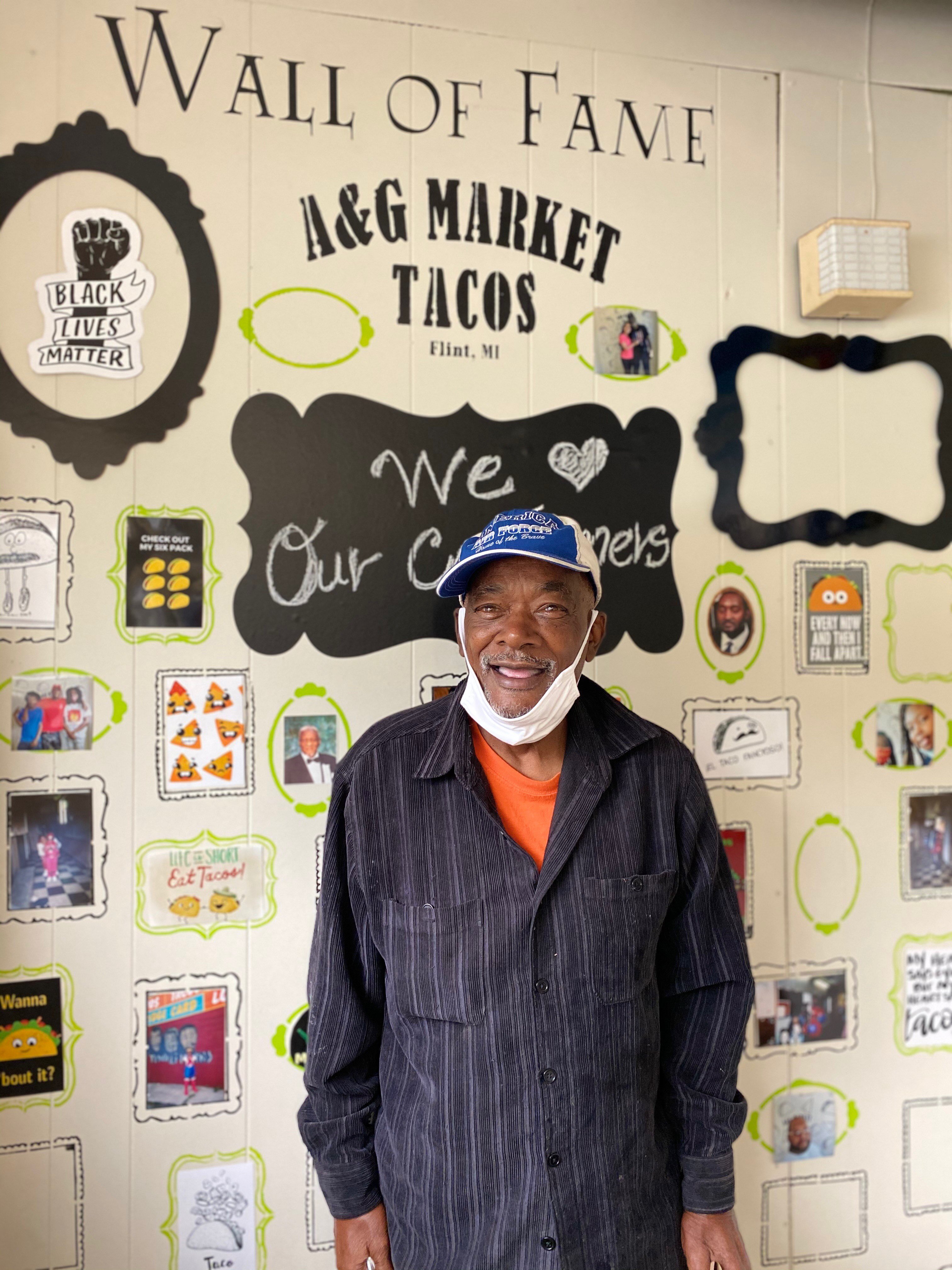 One of the A&G regulars that refers to Sheri as "his sweetheart" in front of their Wall of Fame dedicated to their loyal customers.