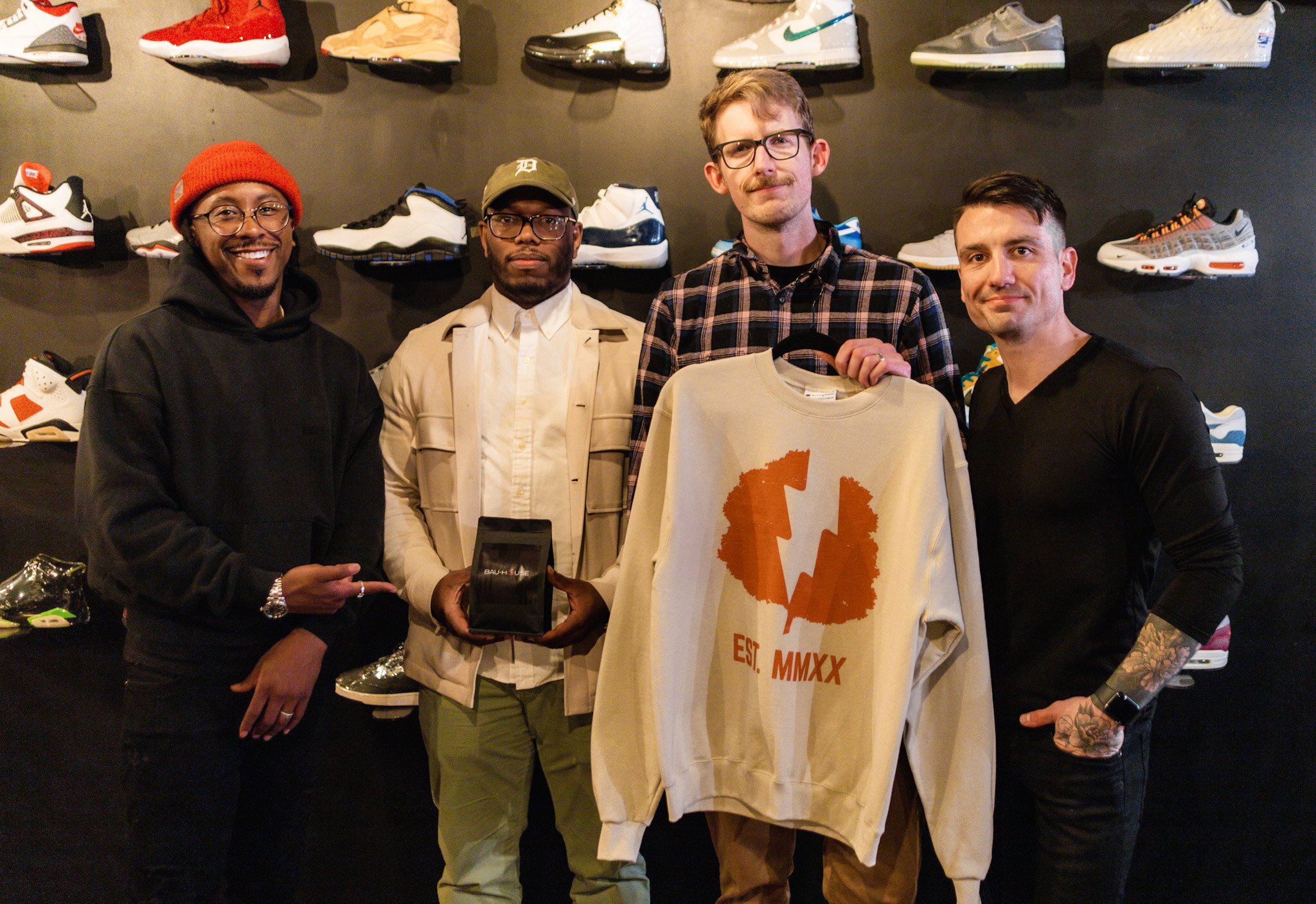 BAU-HŌUSE founders (left to right) Lee Allen and Antonio Forte with Rootless Coffee Co. founders Jonathan “Jono” Diener and Sean Murray.