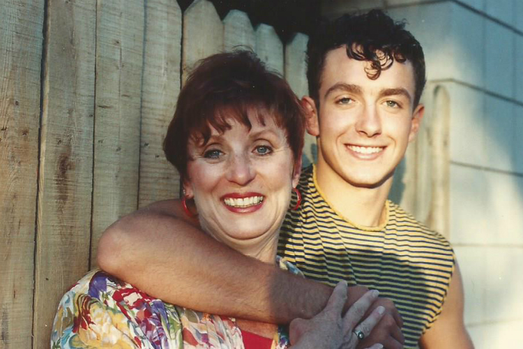 Sandra Brewer and her son, Don Brewer, on the set of "Oklahoma!" at the Clio Amphitheater in 1990. 
