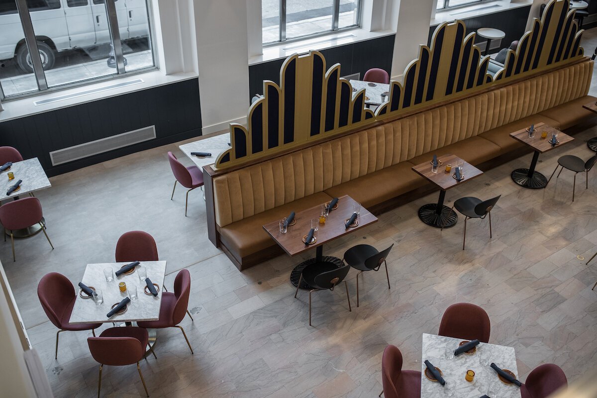 Sauce's dining area pictured from the mezzanine.