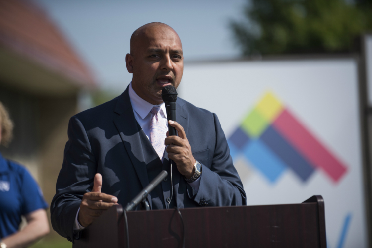 Dr. Jawad Shah at the grand opening of Sylvester Broome Empowerment Village. Shah serves as board chairman.