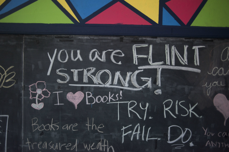 Messages are written on a chalk board in a classroom at the Sylvester Broome Empowerment Village. The youth center's grand opening was Friday, June 29, 2018. 