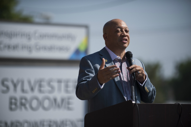 State Representative Sheldon Neeley calls SBEV a "lighthouse of hope" during the grand opening ceremony Friday, June 29, 2018 in Flint. 