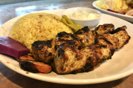 The shish tawook, served with a side of rice and garlic sauce, is always popular at Badawest.