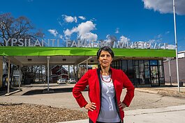 Diana Marin, Food Security Council member and supervising attorney with the Michigan Immigrant Rights Center, at the Ypsilanti Farmers Marketplace.