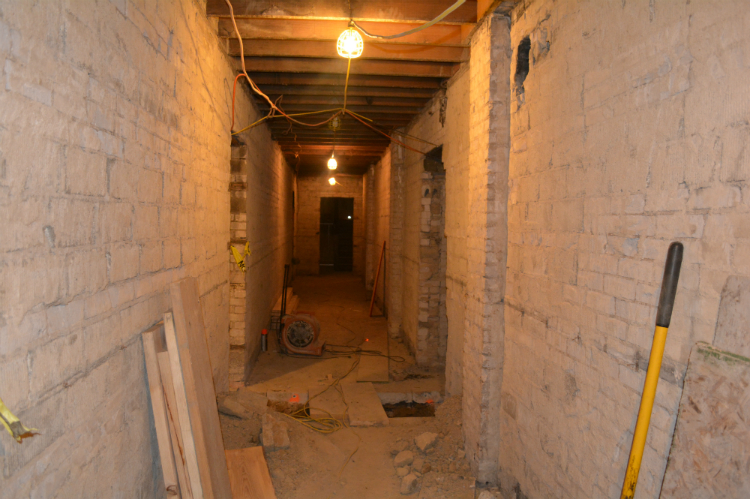 Inside the hallway of Swayze Court Apartments before the renovation. 