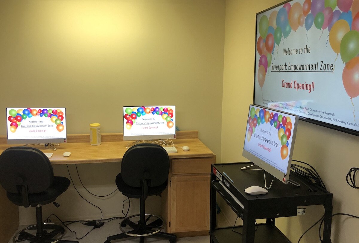 The new Empowerment Zone at River Park Apartments includes several computer kiosks, copy/printing, and more.
