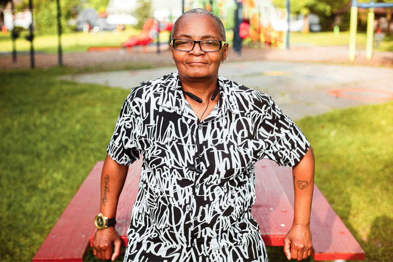 Flint native Tyonna McIntyre pictured at Sarvis Park while detailing her passions and activism in the neighborhood.