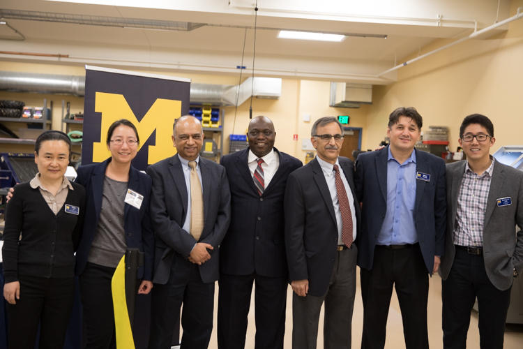 Faculty of the UM-Flint Engineering Department gather for a photo at the new design space. 