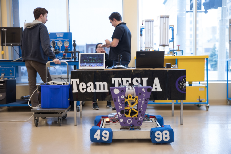 The new engineering space allows for multiple student groups to tackle projects at the same time. 