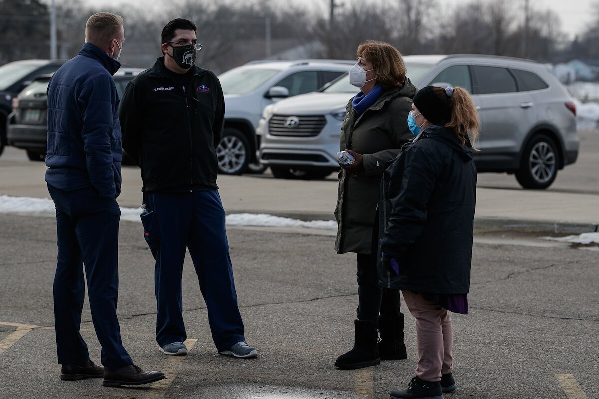 (Pictured in order from left to right) John Stewart RN, administrator for emergency services for Hurley Medical Center, Dominique Foster RN, EMTP for Patriot Ambulance, Dr. Pamela Hackert, director of the Genesee County Health Department, and Kimberl